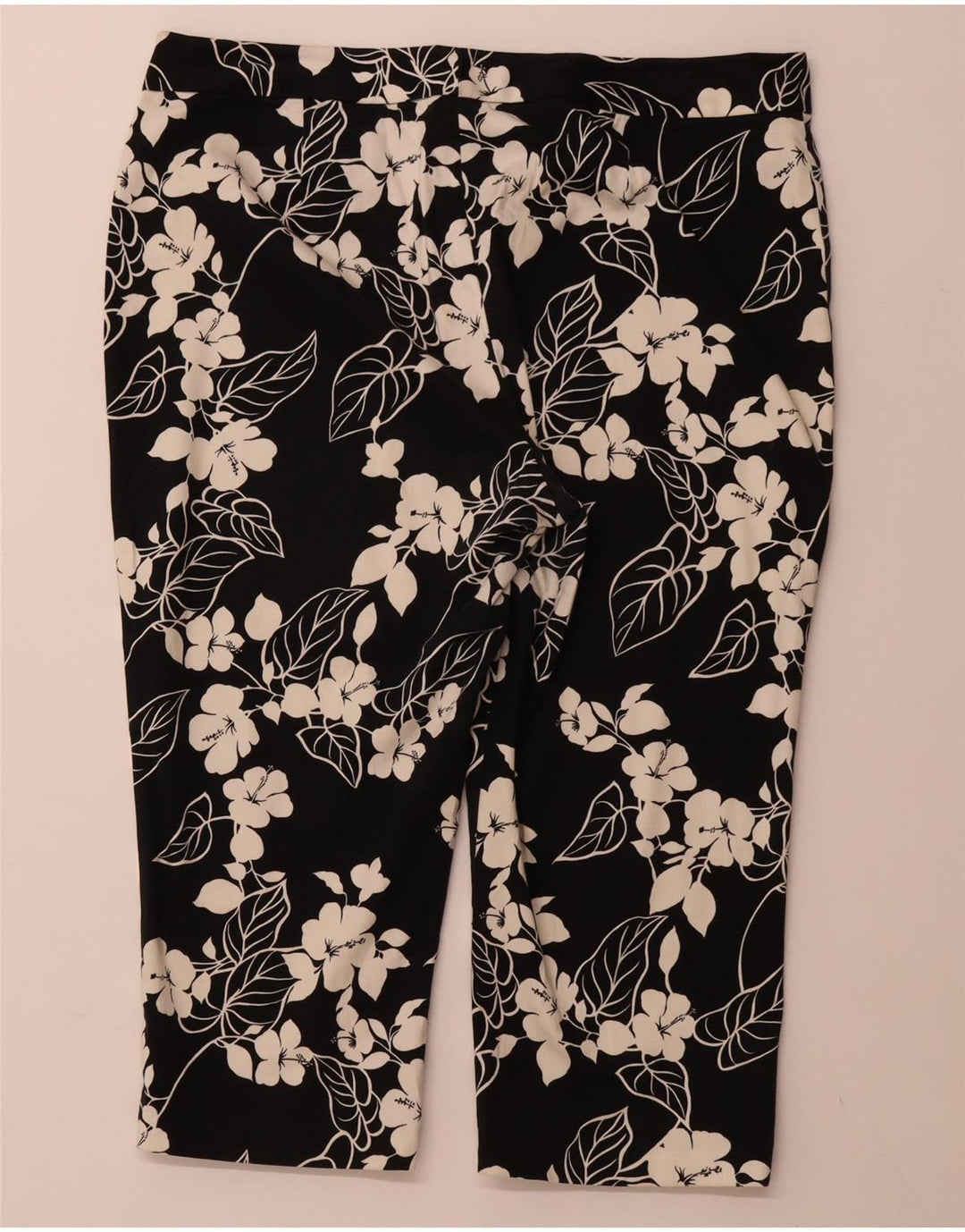 CHAPS Gerade Capri-Hose für Damen, US 16, 2XL, W38, L20, schwarze Baumwolle mit Blumenmuster