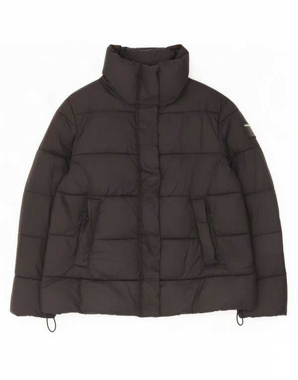 Replay Womens Graphic Padded Jacket UK 14 Medium Black Polyamide