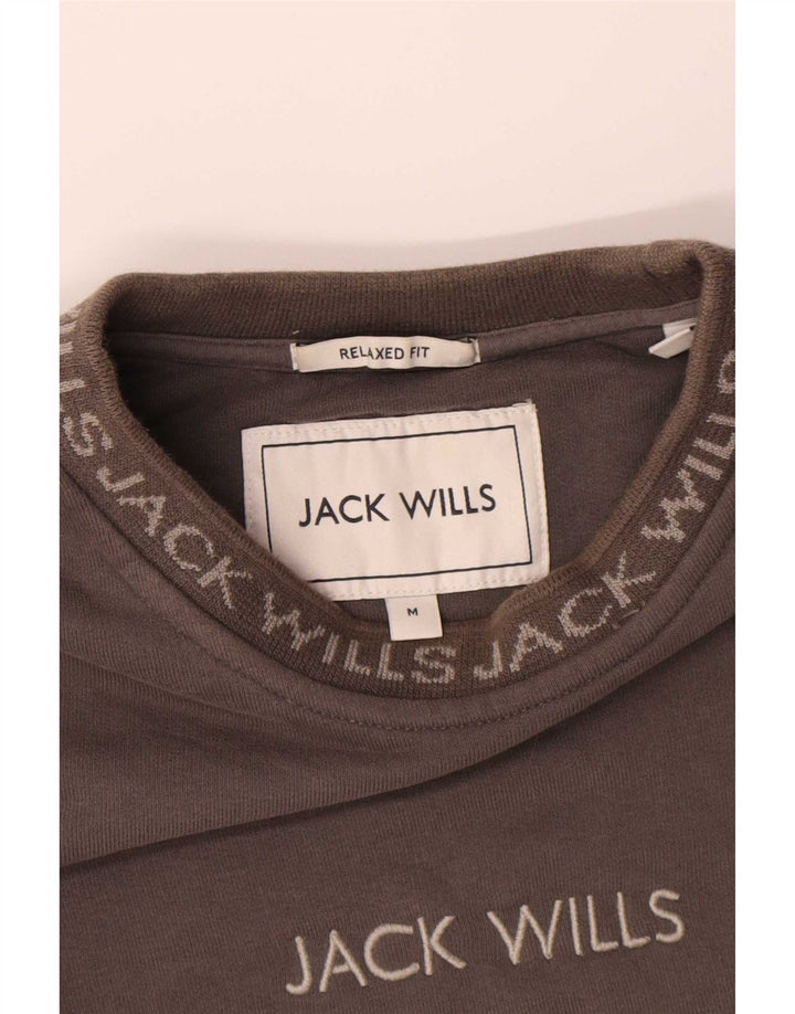 Jack Wills Herren-Sweatshirt mit grafischer, entspannter Passform, mittelgraue Baumwolle