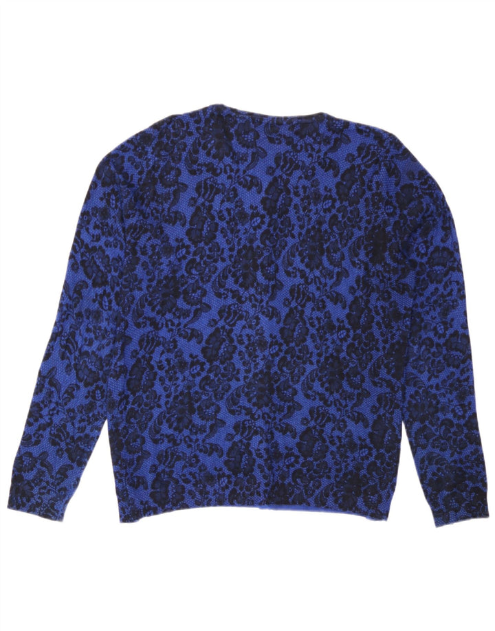 Marks & Spencer Damen-Cardigan-Pullover UK 12 Mittelblaues Blumenmuster