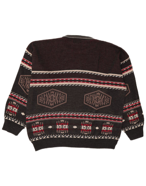 Henry Morell Herren-Pullover mit Rundhalsausschnitt, 2XL, Grau, Fair-Isle-Acryl