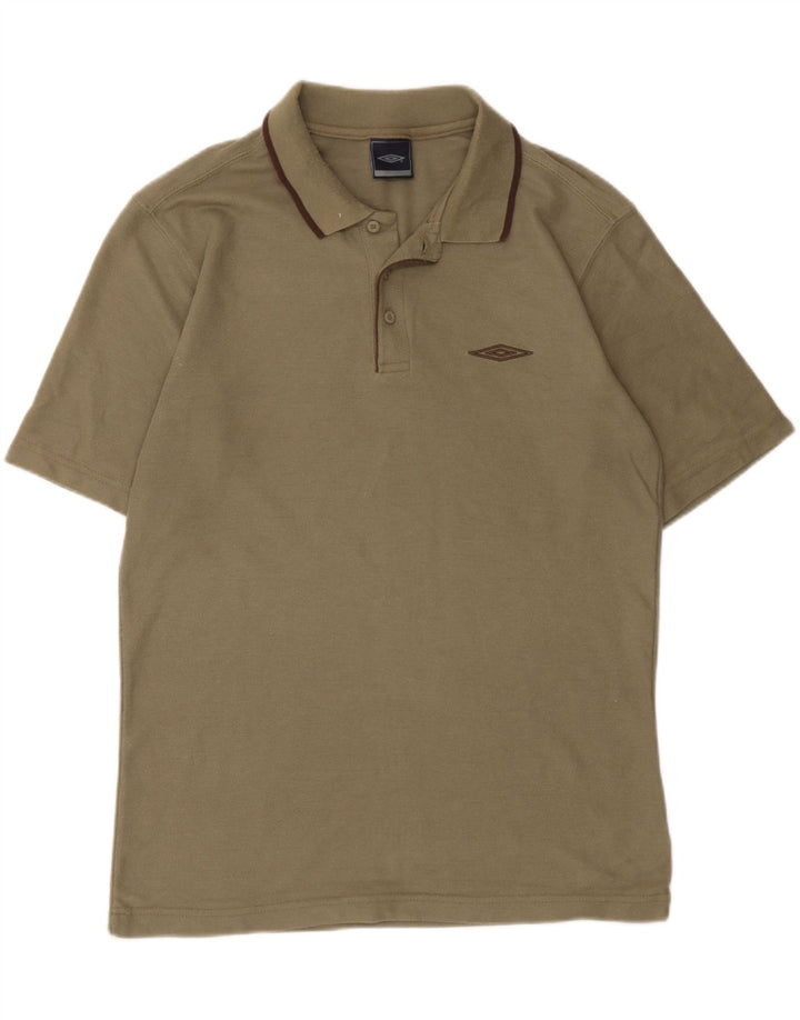 UMBRO Mens Polo Shirt Medium Khaki Polyester Vintage Umbro and Second-Hand Umbro from Messina Hembry 