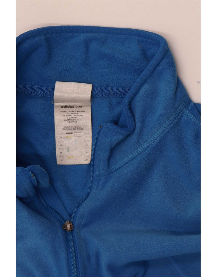 Adidas Damen Loose Fit Zip Neck Top Langarm Mittelblaues Polyester
