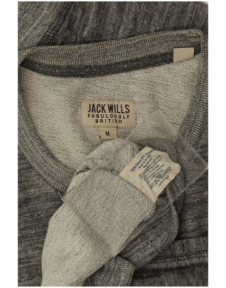 JACK WILLS Grafischer Herren-Sweatshirt-Pullover aus mittelgrauer Nadelstreifen-Baumwolle