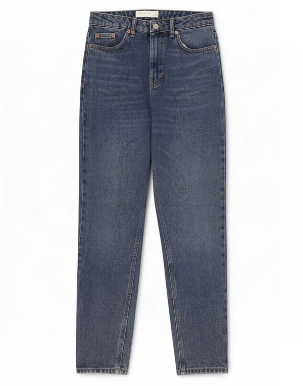 Topshop Damen Mom Tapered Jeans W28 L28 Blaue Baumwolle
