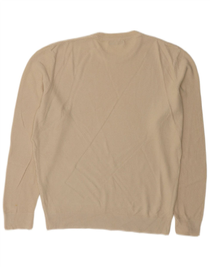 Zara Herren-Pullover mit Rundhalsausschnitt, mittlere, cremefarbene Baumwolle