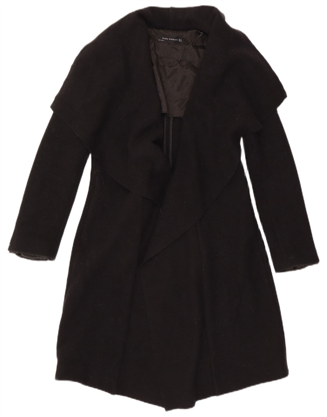 Zara Womens Open Overcoat UK 14 Mittelschwarzes Polyester