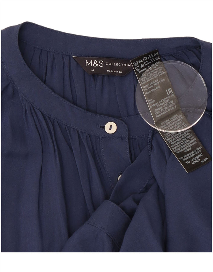Marks & Spencer Damen Hemdbluse UK 14 Große marineblaue Viskose