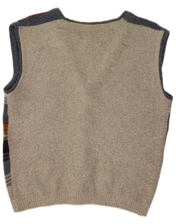 Vintage Herren ärmelloser Cardigan Pullover groß bunt gestreift