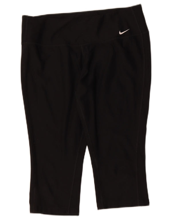 Nike Damen Dri Fit Capri Leggings UK 14 Large Schwarz Polyester