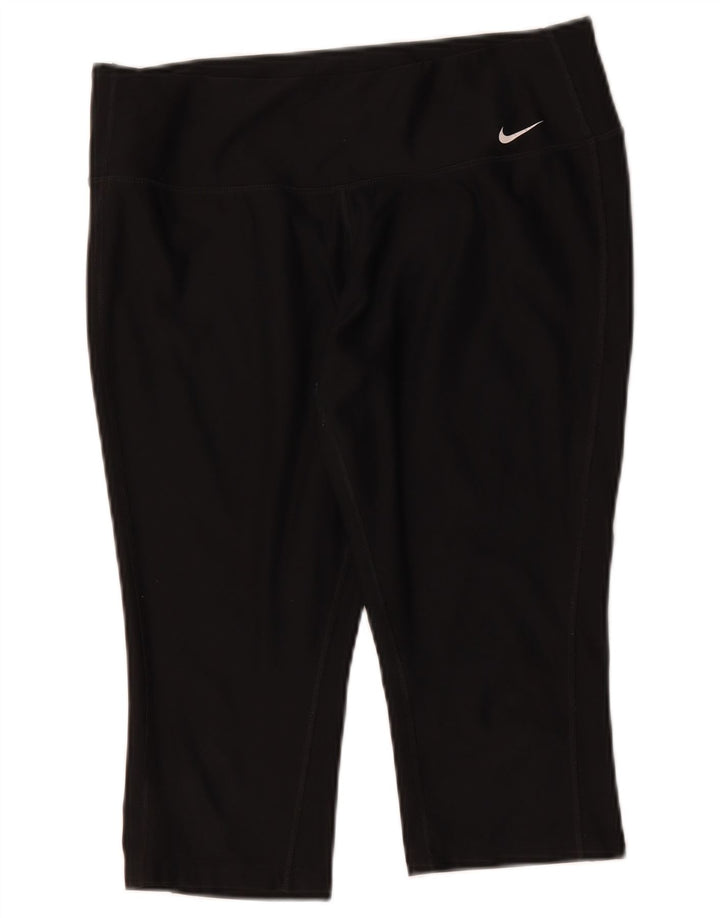 Nike Damen Dri Fit Capri Leggings UK 14 Large Schwarz Polyester