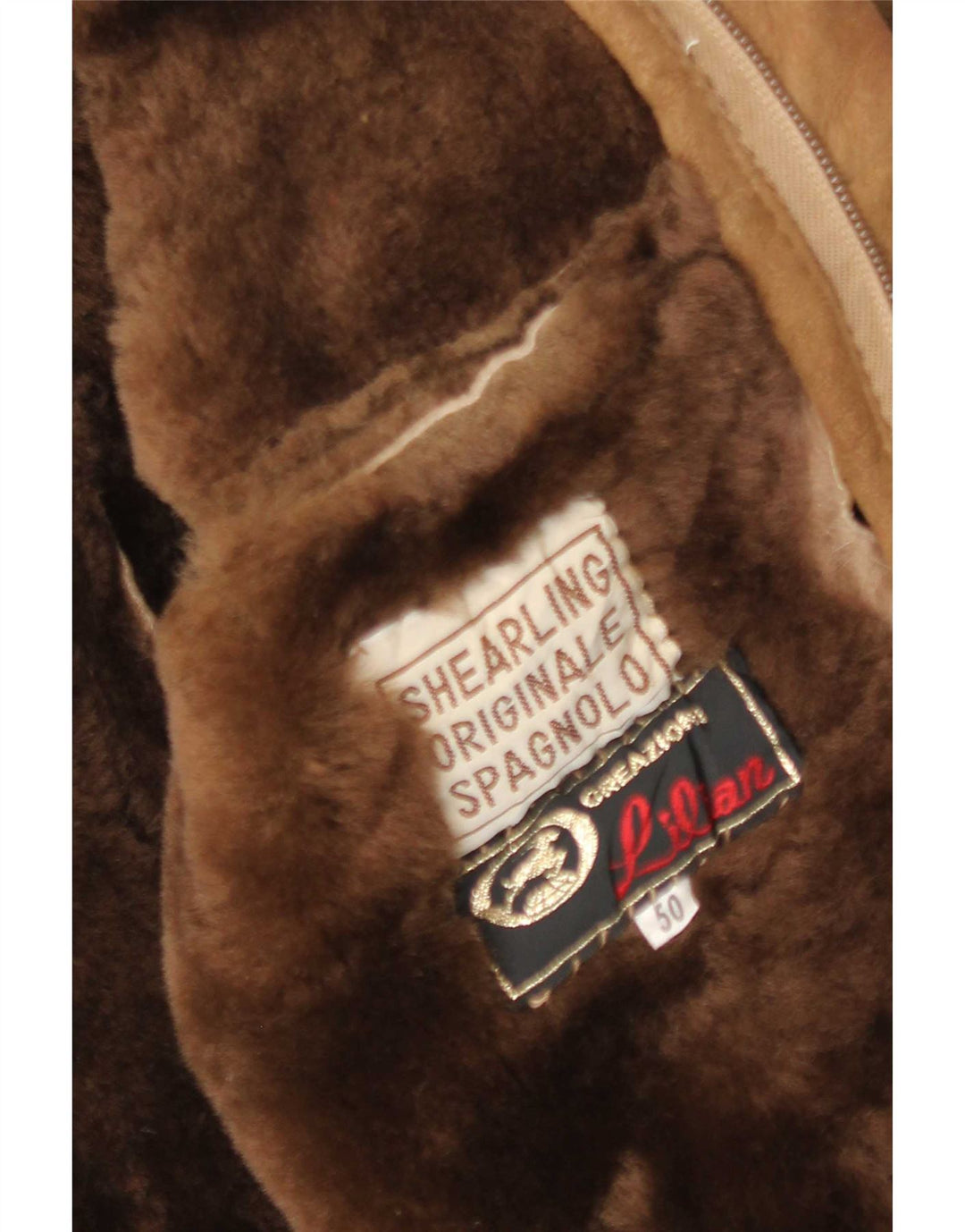 Vintage Herren Shearling Jacke IT 50 Large Braun