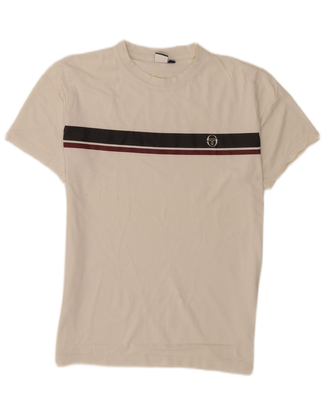 Sergio Tacchini Herren-T-Shirt-Oberteil aus mittelweißer Colourblock-Baumwolle