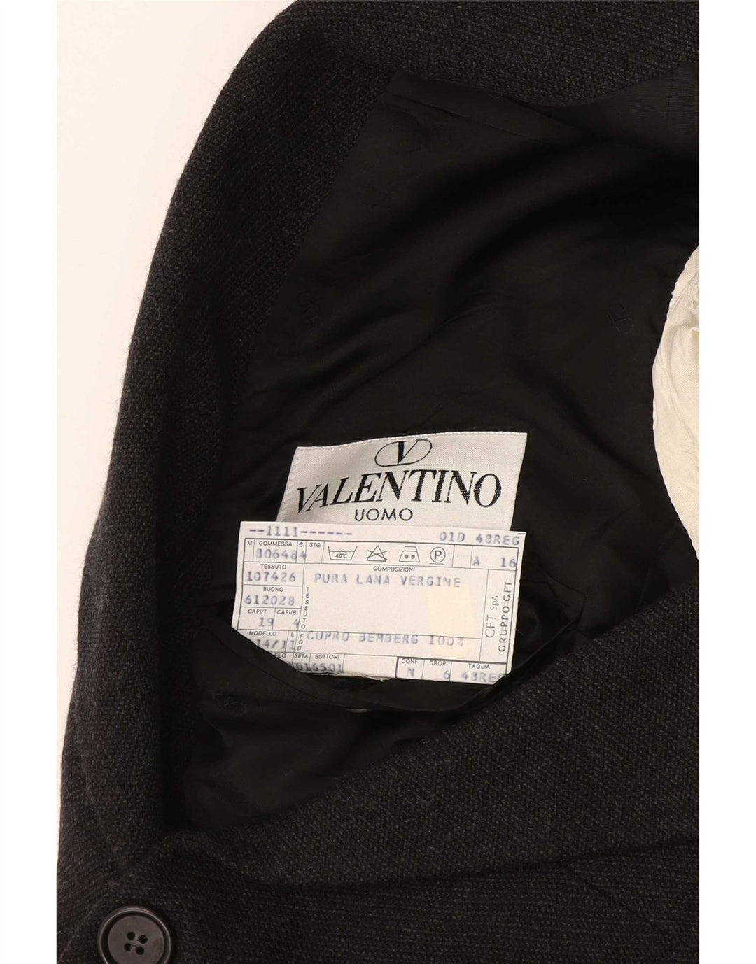 Valentino Herren-Blazerjacke mit 3 Knöpfen IT 48 Mittelschwarze Schurwolle