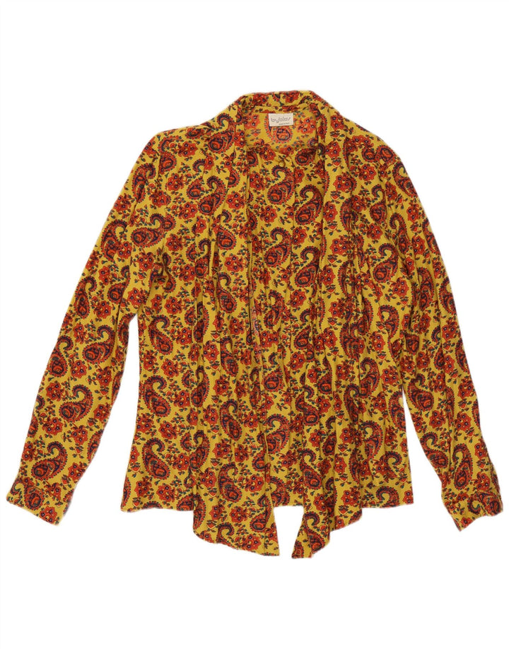 Byblos Damen-Hemdbluse mit Vorderkrawatte IT 44 Mittelgelbes Paisleymuster