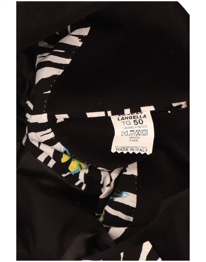 VINTAGE Herren 2-Knopf-Blazerjacke IT 50 Große schwarze Baumwolle