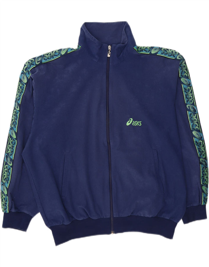 ASICS Mens Graphic Full Tracksuit IT 54 XL  Navy Blue Polyester Vintage Asics and Second-Hand Asics from Messina Hembry 