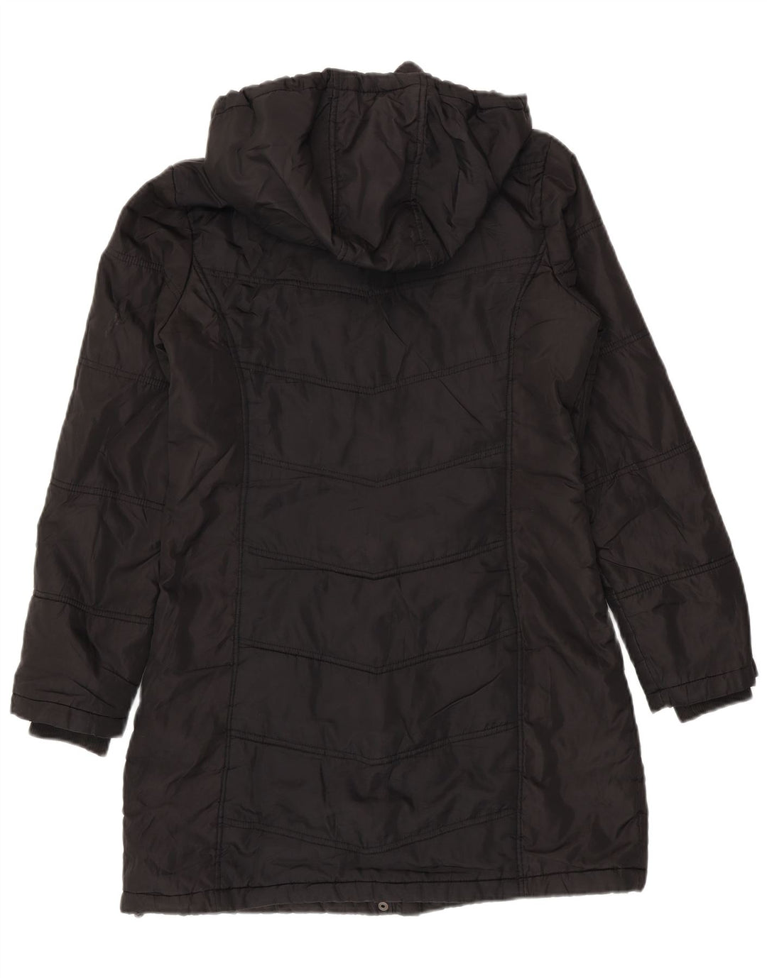 Kappa Womens Hooded Wattierter Mantel UK 14 Medium Schwarz