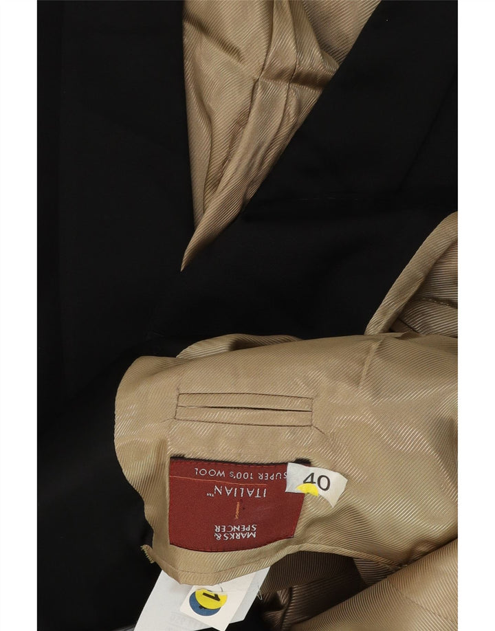 Marks & Spencer Herren-Blazer mit 1 Knopf, UK 40, mittelschwarze Wolle