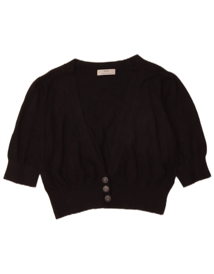 Marks & Spencer Damen Crop Cardigan Pullover UK 14 Medium Schwarz