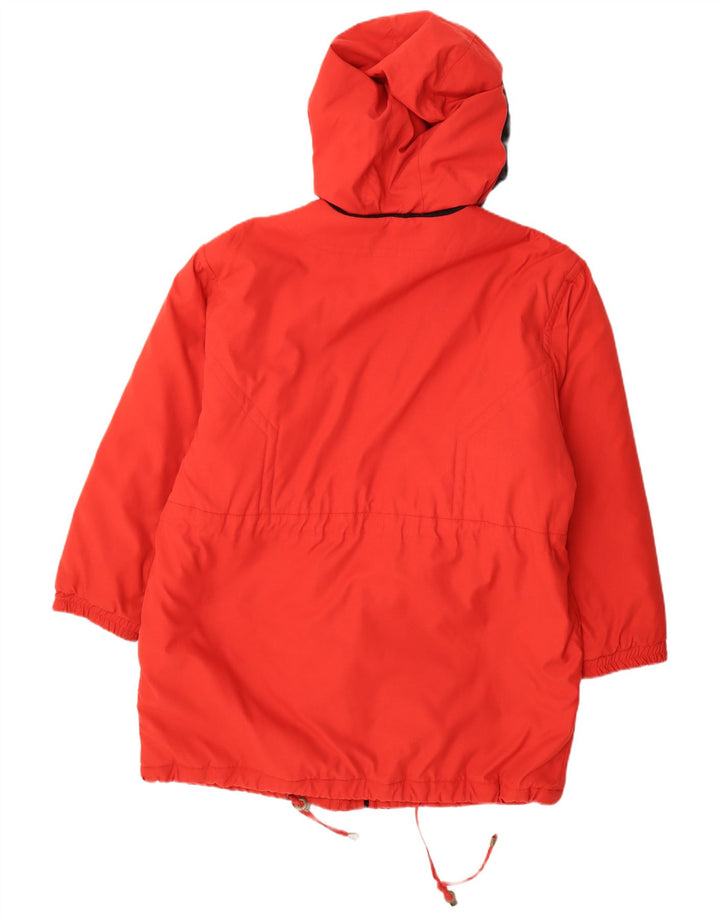 Vintage Damen-Kapuzenübergroßer, gepolsterter Mantel EU 44 XL Roter Farbblock