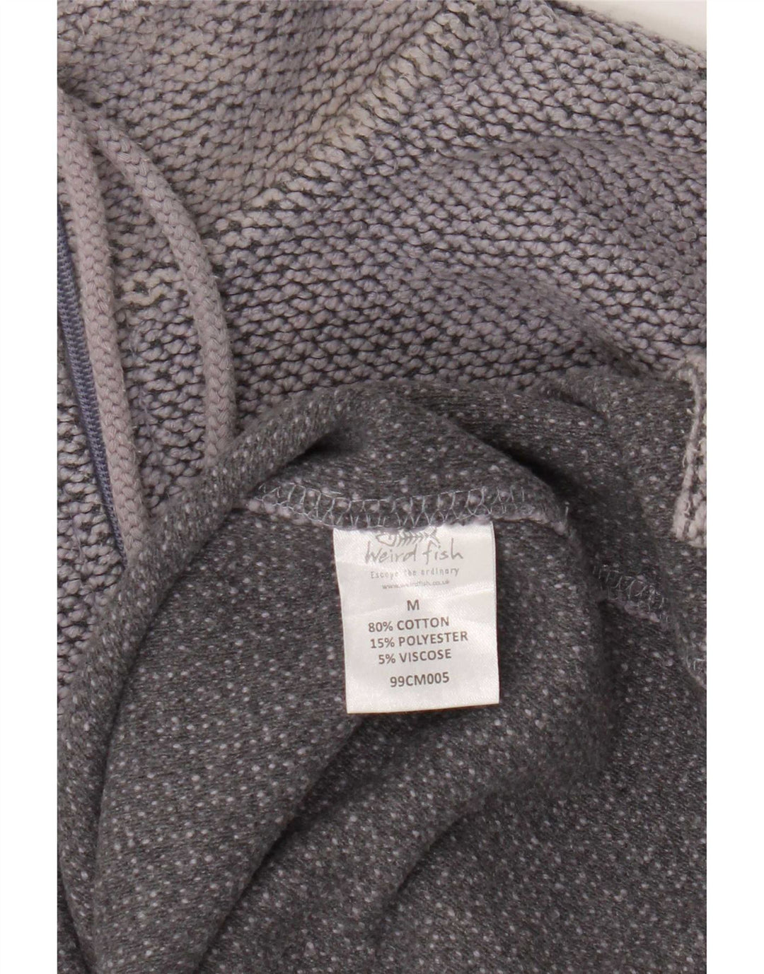 Weird Fish Herren-Sweatshirt mit Reißverschluss am Hals, Mittelgrau gesprenkelte Baumwolle
