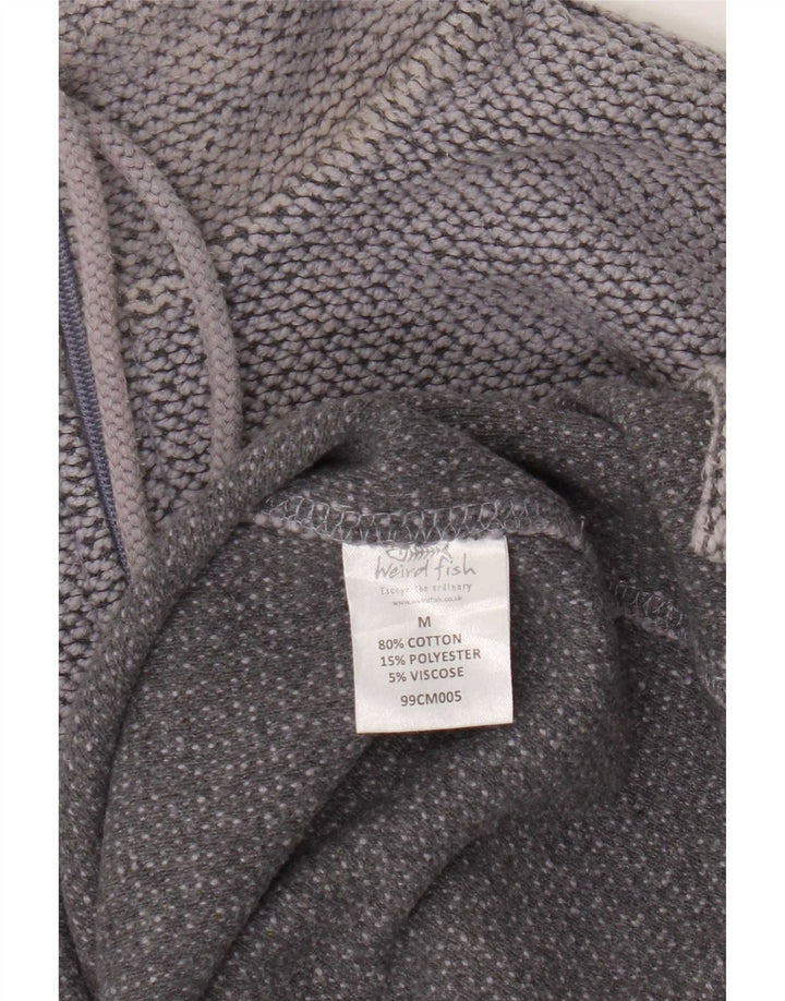 Weird Fish Herren-Sweatshirt mit Reißverschluss am Hals, Mittelgrau gesprenkelte Baumwolle