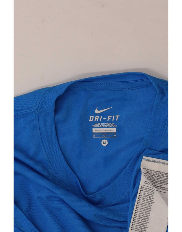 Nike Herren Dri Fit Grafik-T-Shirt-Oberteil aus mittelblauem Polyester