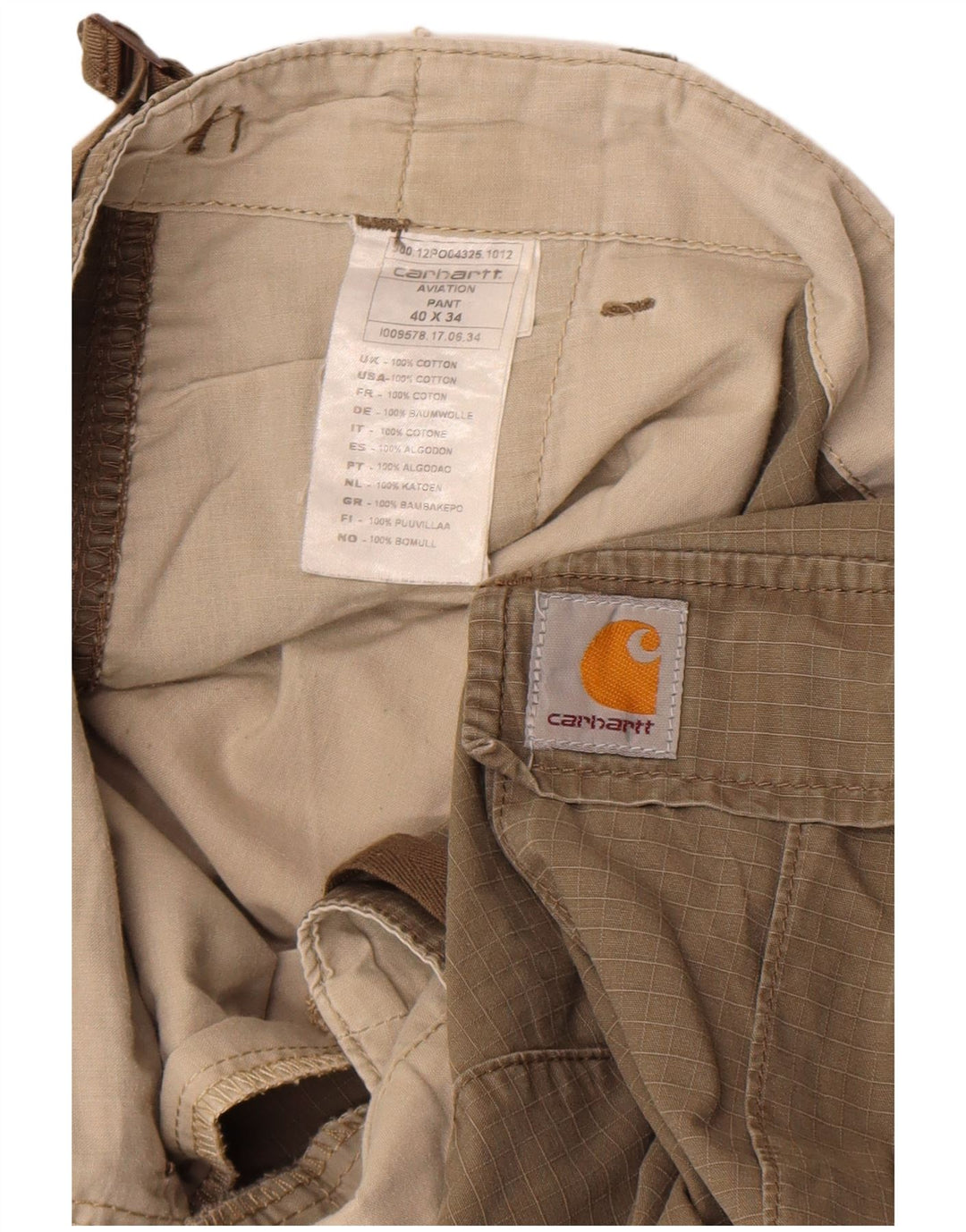 Carhartt Herren Cargohose W40 L34 Khaki Baumwolle