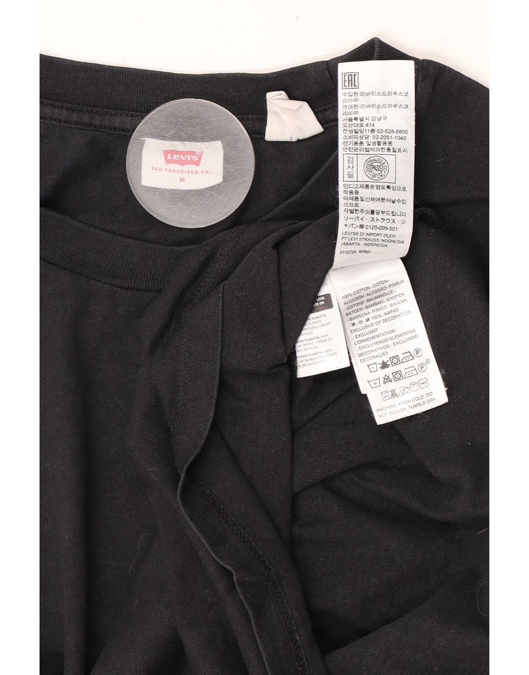 Levi's Damen T-Shirt Top UK 14 Mittelschwarze Baumwolle