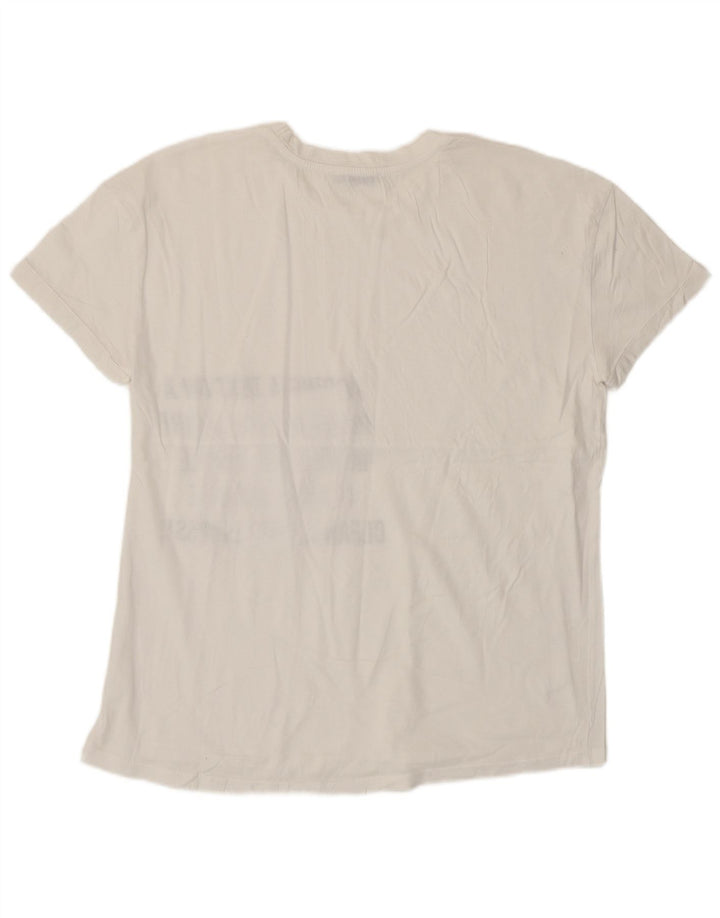 Zara Damen Grafik-T-Shirt Top UK 10 Small Weiß
