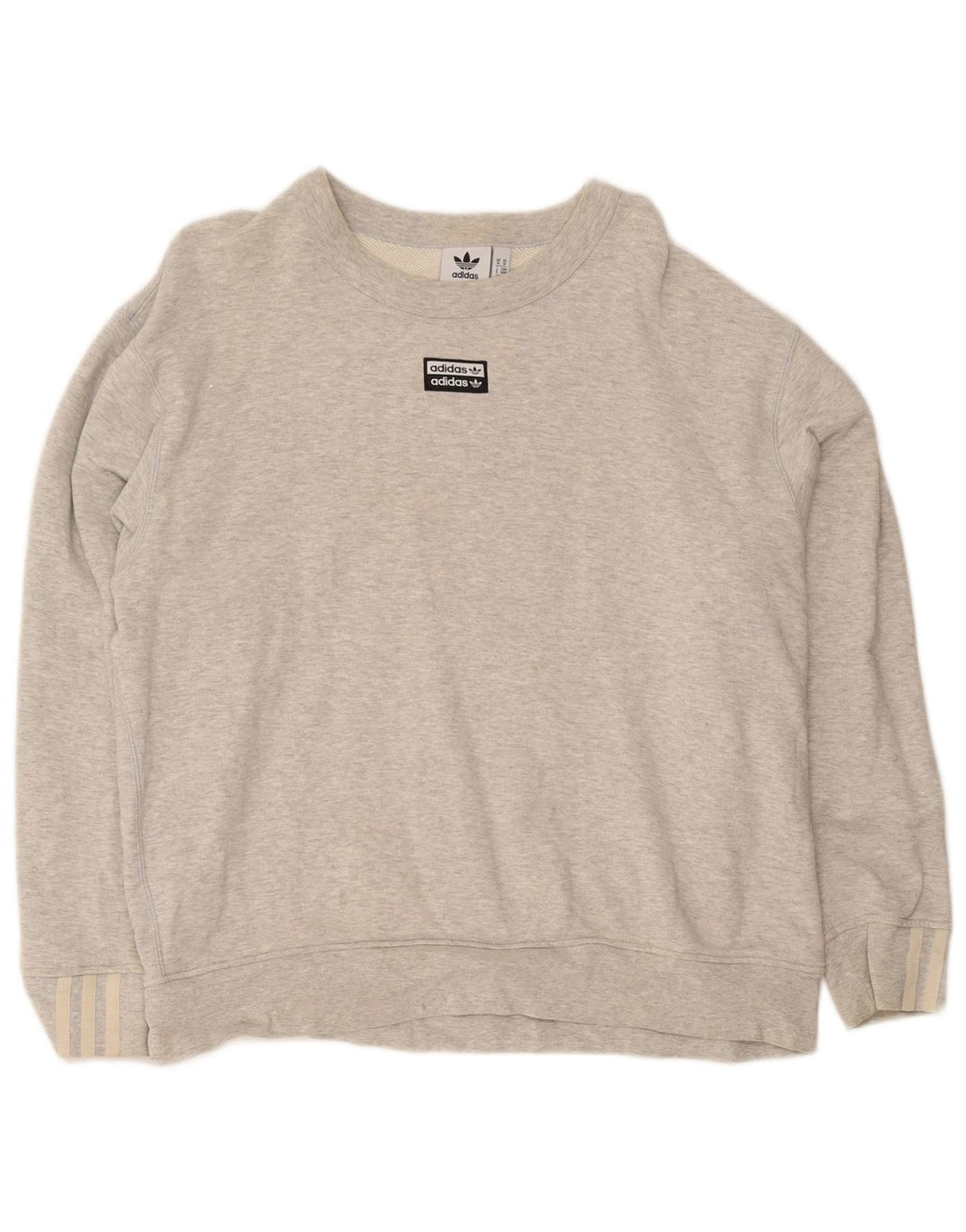 Adidas Herren-Sweatshirt mit lockerer Passform, mittelgrau gefleckte Baumwolle