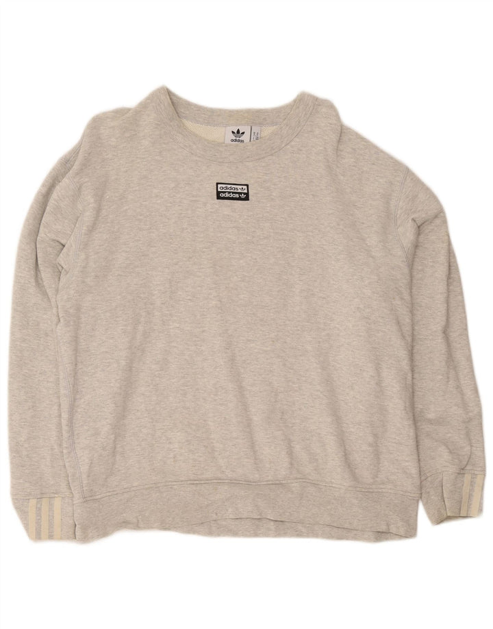 Adidas Herren-Sweatshirt mit lockerer Passform, mittelgrau gefleckte Baumwolle