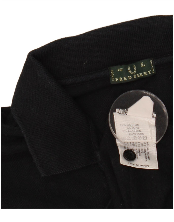 FRED PERRY Damen Poloshirt UK 16 Große schwarze Baumwolle