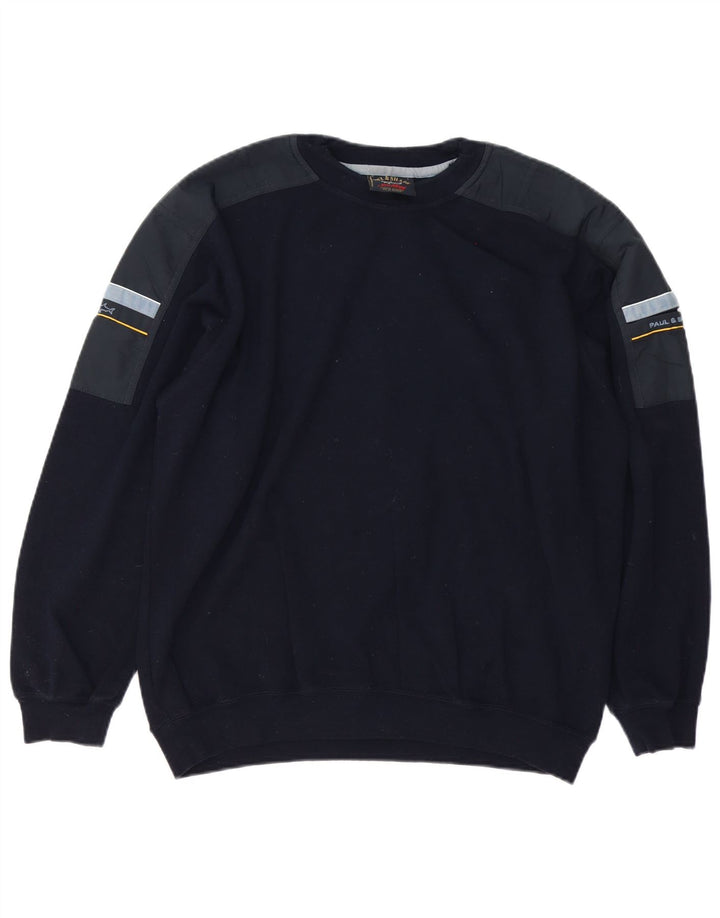 Paul & Shark Herren-Pullover mit Rundhalsausschnitt, groß, Marineblau, Farbblock