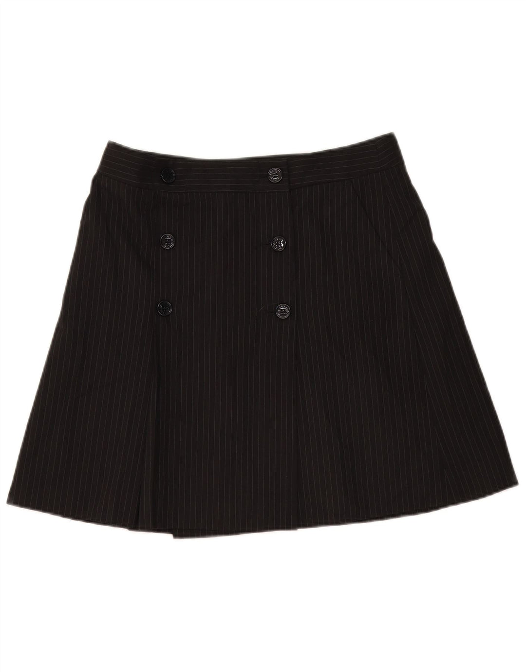 Iceberg Damen Wickelrock IT 42 Medium W32 Schwarzes Nadelstreifen-Polyester