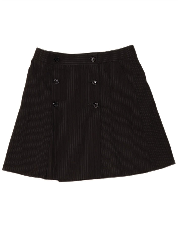 Iceberg Damen Wickelrock IT 42 Medium W32 Schwarzes Nadelstreifen-Polyester