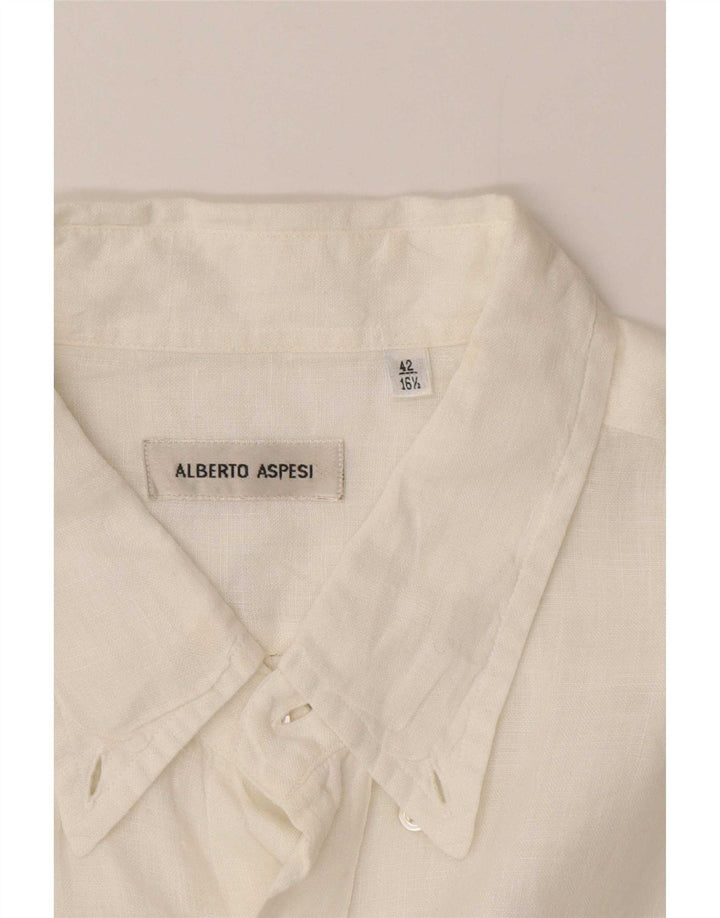 Alberto Aspesi Herrenhemd Größe 42 16 1/2 Large Weiß