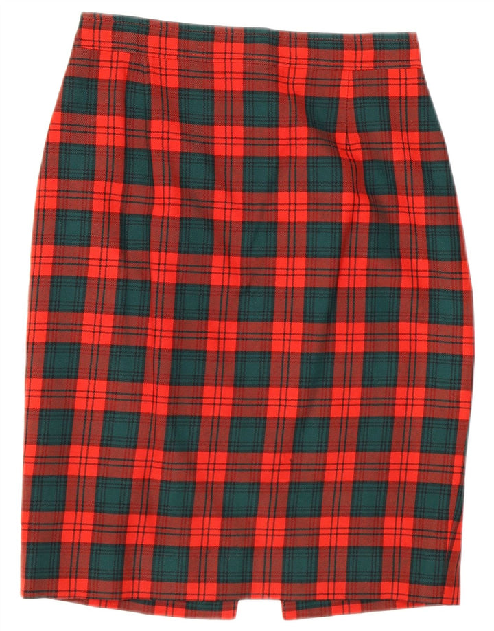 Vintage Damen Bleistiftrock IT 42 Medium W27 Rot karierte Wolle