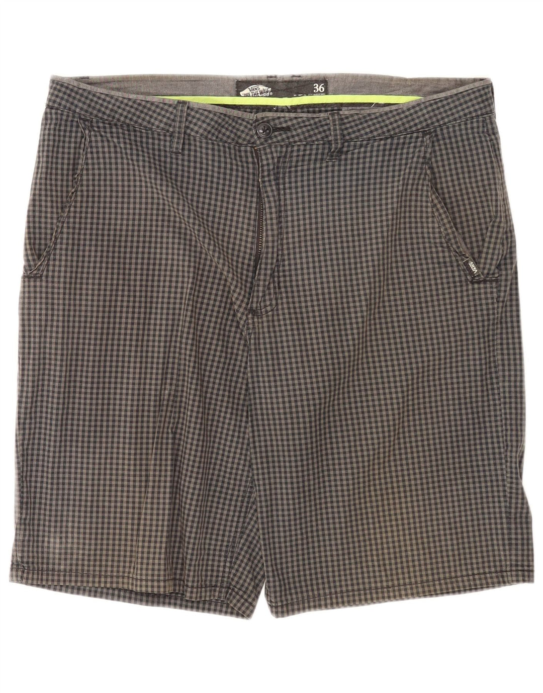 Vans Herren-Chinoshorts W36, große graue Gingham-Baumwolle