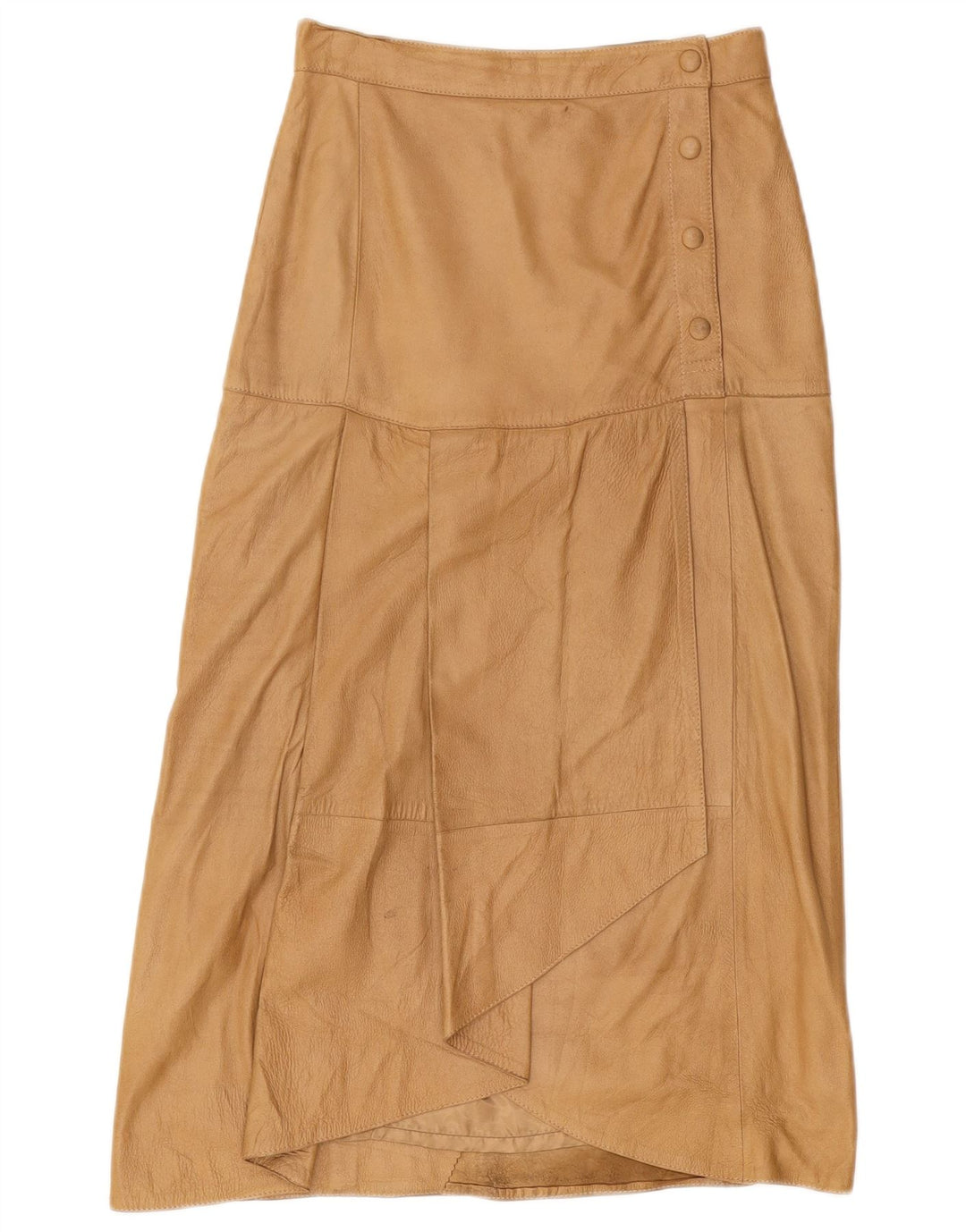 VINTAGE Damen Lederrock mit hoher Taille IT 42 Medium W26 Braun