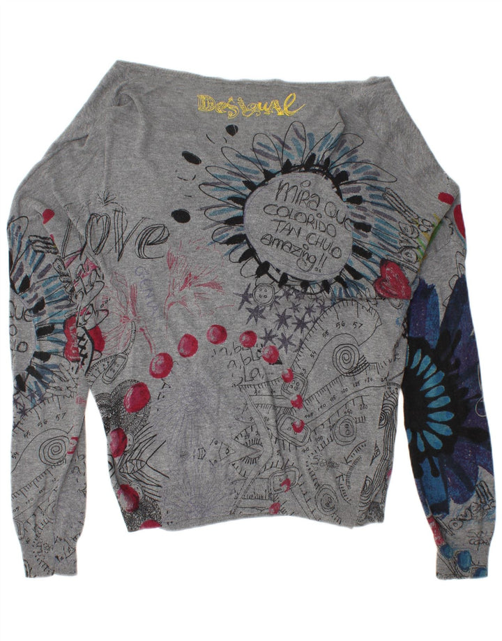 DESIGUAL Damen-Cardigan mit Grafik, Gr. 16, Grau