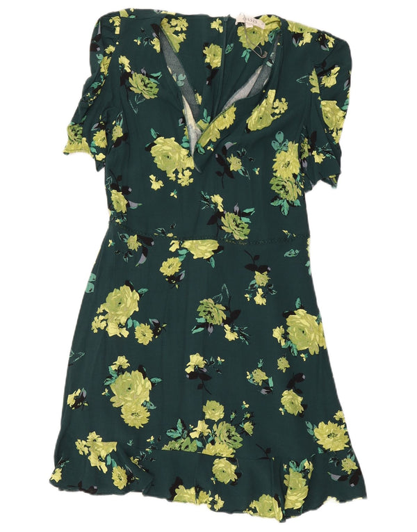 Oasis A-Linien-Kleid für Damen, UK 12, Mittelgrün, Viskose mit Blumenmuster