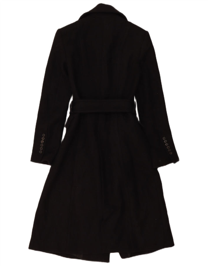 Zara Damen Zweireihiger Mantel UK 10 Small Schwarze Wolle
