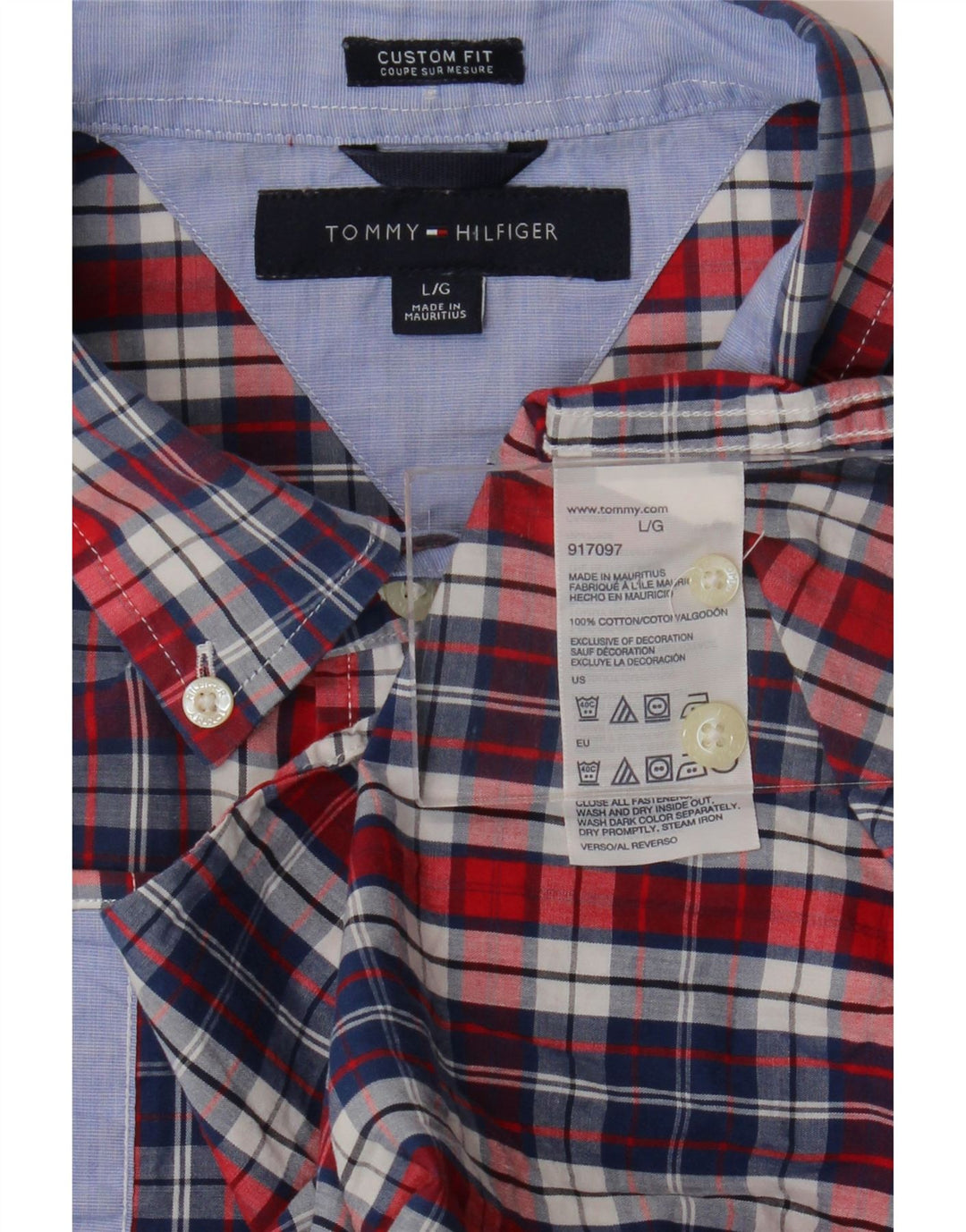 Tommy Hilfiger Herren Kurzarm-Hemd mit individueller Passform, groß, marineblau kariert