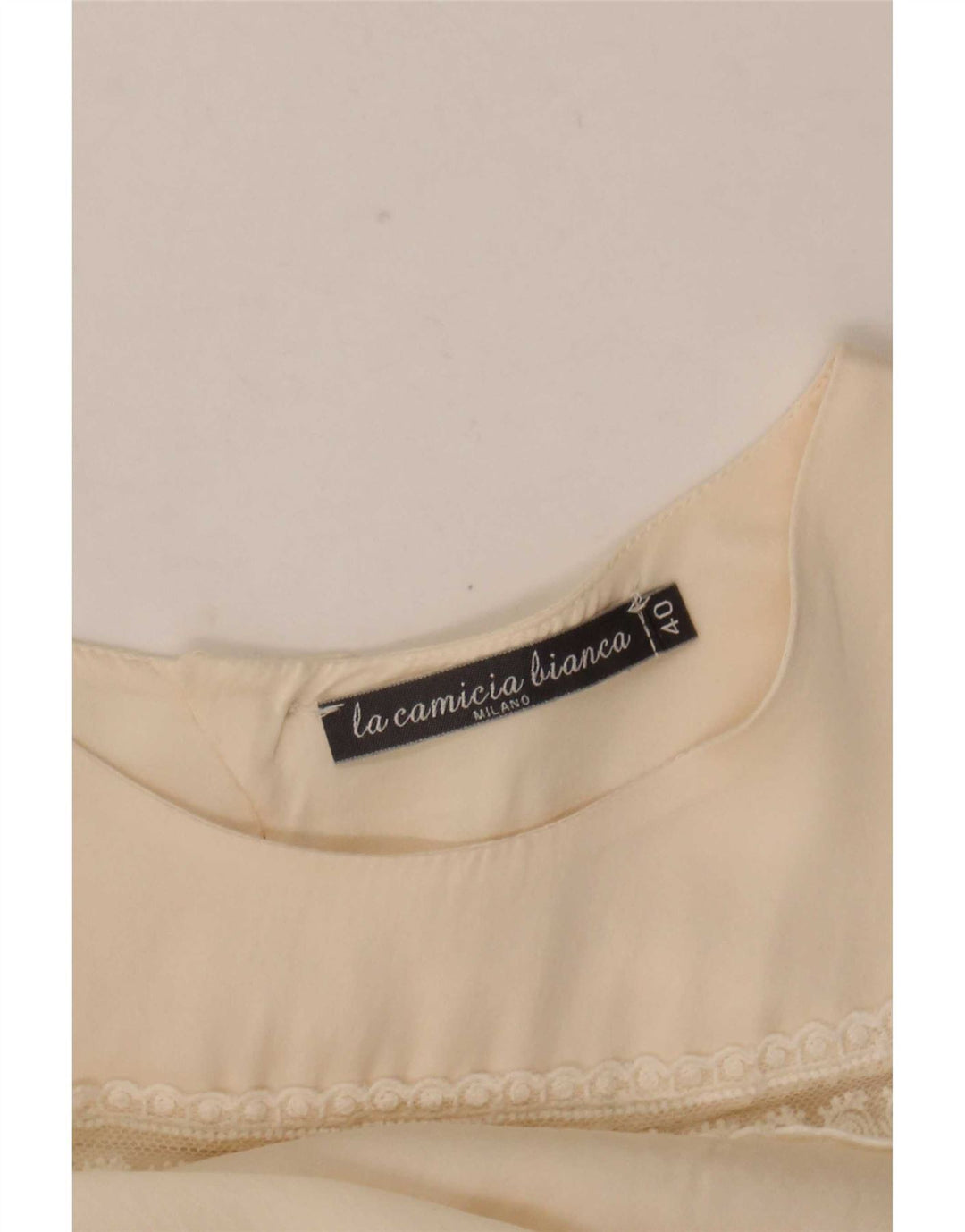 Vintage Damen LangarmBluse Top IT 40 Small Off White