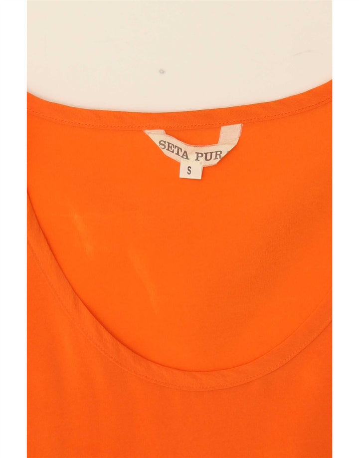 Vintage Damen Weste Top UK 10 Kleine Orange Seide