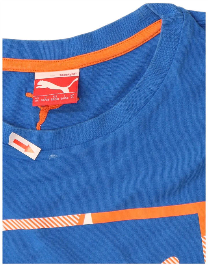 Puma Herren Grafik T-Shirt Top XL Blau Baumwolle
