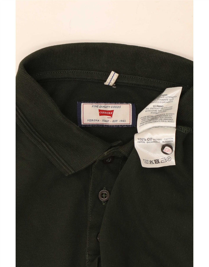 Carrera Herren-Langarm-Poloshirt mit normaler Passform, mittelgrüne Baumwolle