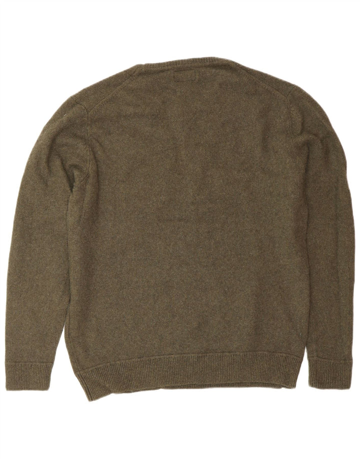 SUPERDRY Damen-Pullover mit Rundhalsausschnitt, UK 20 2XL, grüne Wolle